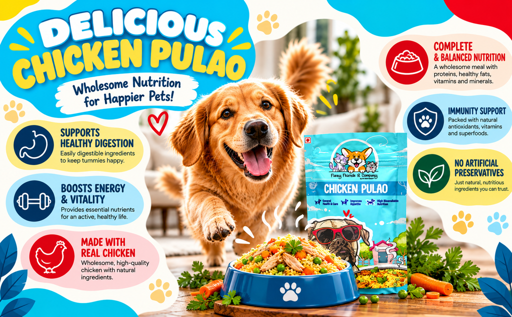 Furry Friends & Company Chicken Pulao for Dogs | Real Chicken, Basmati Rice & Vegetables | Ready-to-Serve Dog Meal Delicious Chicken Pulao – A Tasty Mealtime Treat for Your Dog!