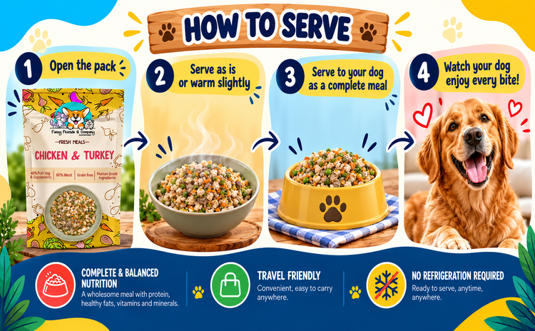 Chicken & Turkey Fresh Meal for Dogs | Ready-to-Eat Dog Food