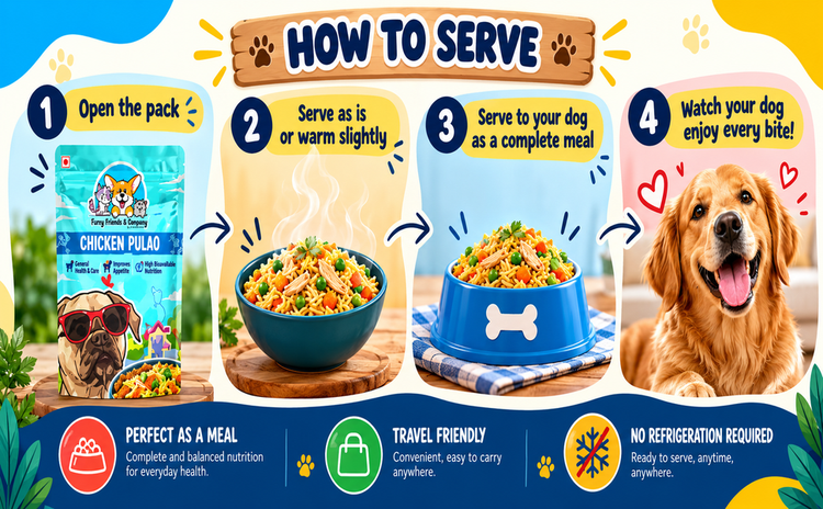 Furry Friends & Company Chicken Pulao for Dogs | Real Chicken, Basmati Rice & Vegetables | Ready-to-Serve Dog Meal Delicious Chicken Pulao – A Tasty Mealtime Treat for Your Dog!